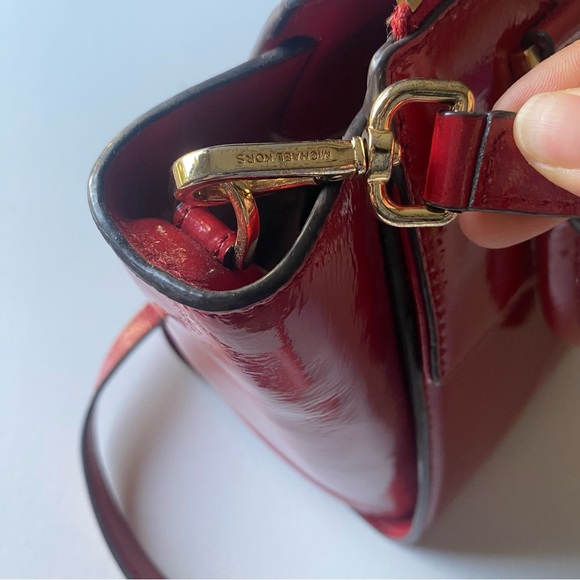 Michael Kors Hudson Red Purse Medium Leather Satchel - Picture 4 of 12